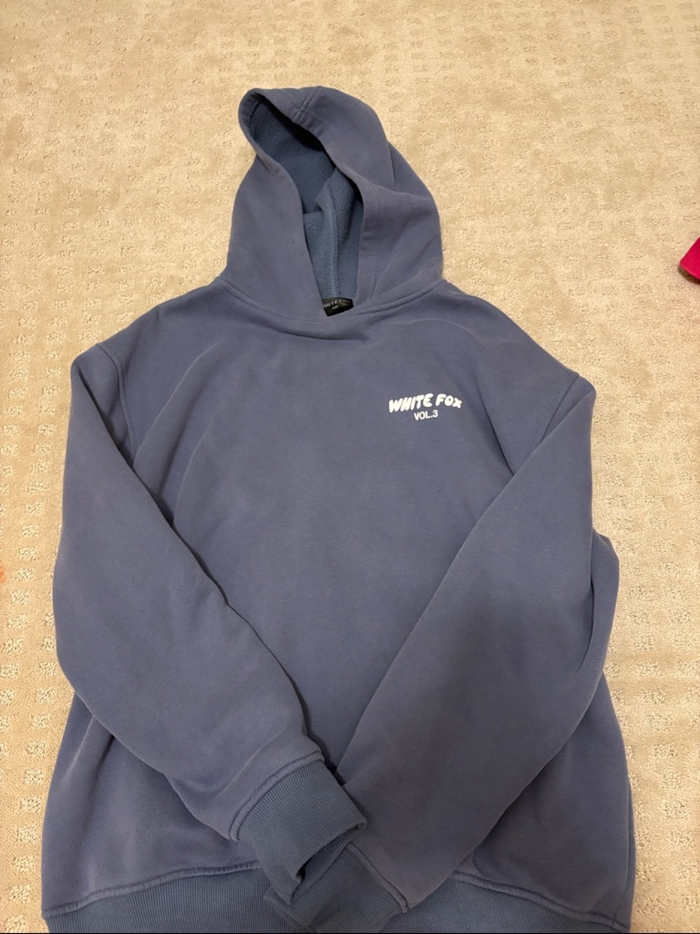 White Fox Boutique Navy Hoodie with White Logo